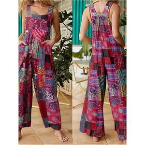 MSRP $49 Ethnic Print Wide Leg Jumpsuit Wide Leg Romper Size S-M | SAME DAY SHIP